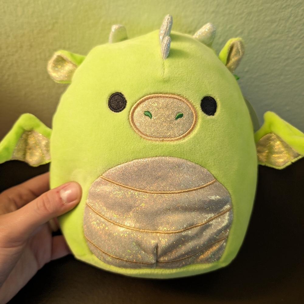 Squishmallow Eyk Green Dragon Gold Belly